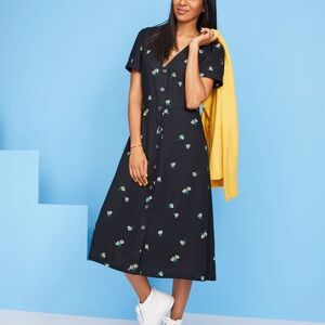Old Navy Daisy Print Button-Front Midi Dress, Size XXL